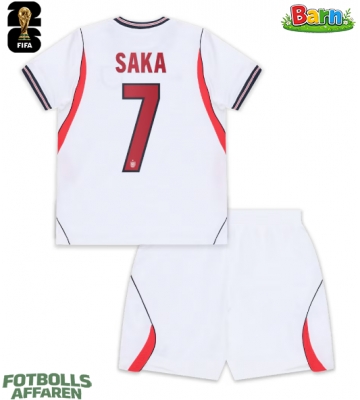 England Bukayo Saka #7 Hemmaställ Barn VM 2026 Kortärmad (+ Korta byxor)